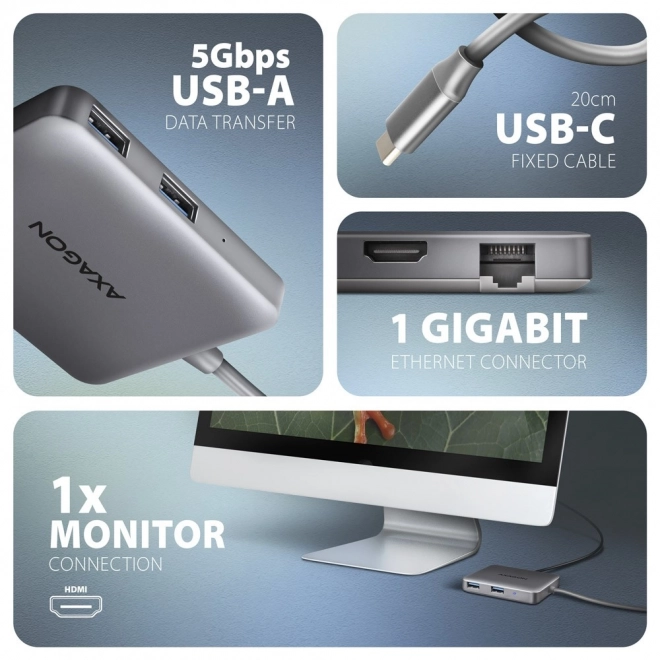 Viacportový USB-C hub s HDMI rozlíšením 4K a napájaním PD 100W