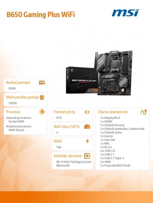 Základná doska MSI B650 Gaming Plus WiFi