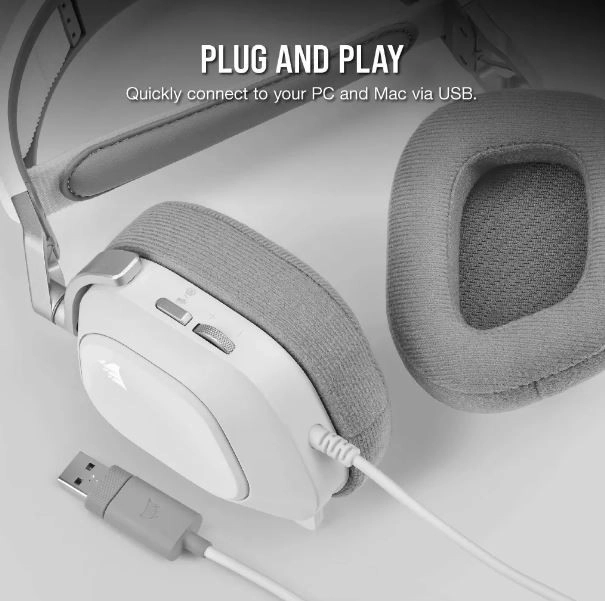 Herné Slúchadlá Corsair RGB USB Wired Biele