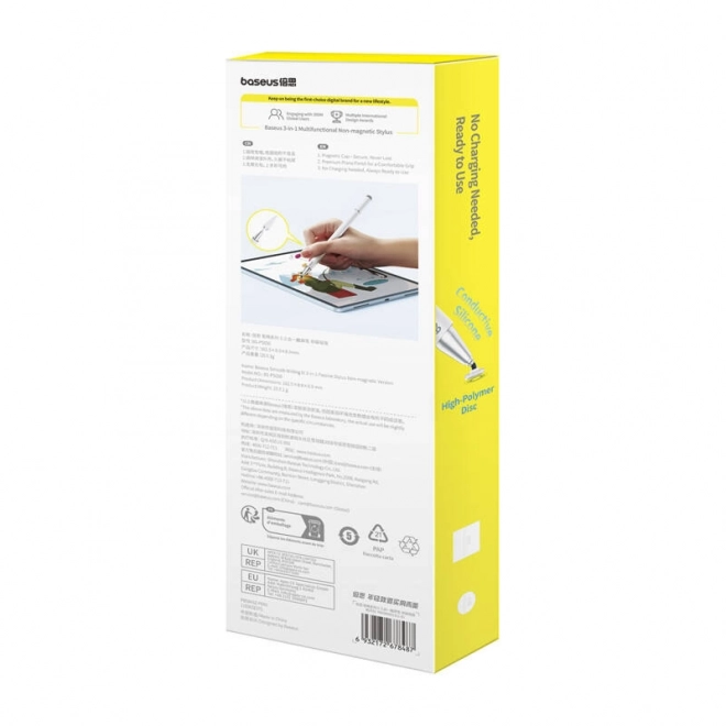 Stylus Baseus Smooth Writing III 3v1 nemagnetický biely