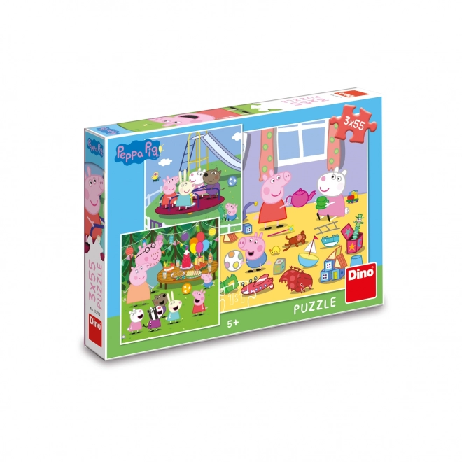 Puzzle Peppa Pig: Prázdninové dobrodružstvo 3x55 dielikov