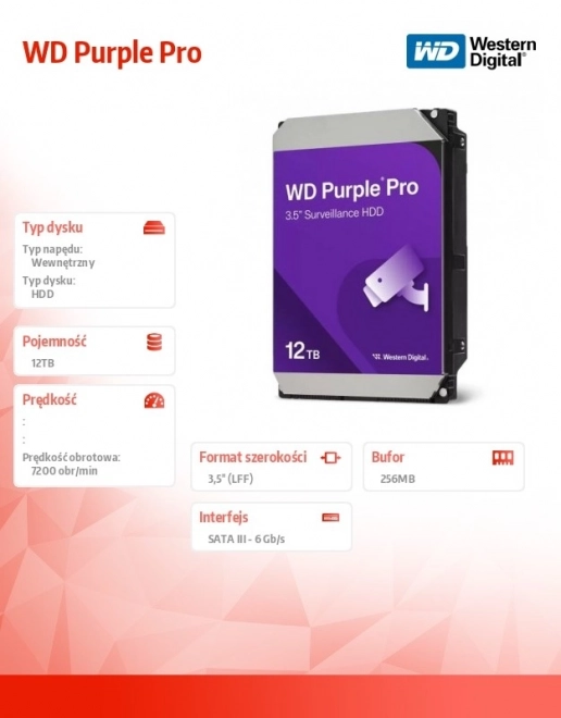 Pevný disk WD Purple Pro 12TB 3,5 SATA III
