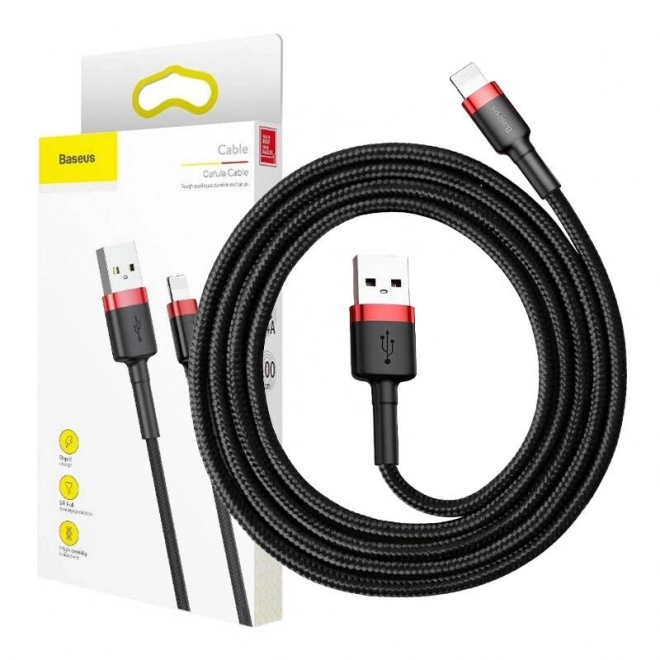 Baseus Cafule USB Lightning Kábel 2.4A 1m červený-čierny