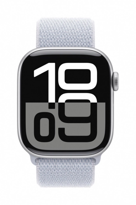 Smart hodinky Apple Watch Series 10 GPS s hliníkovým púzdrom striebornej farby a športovým remienkom farby modrého oblaku