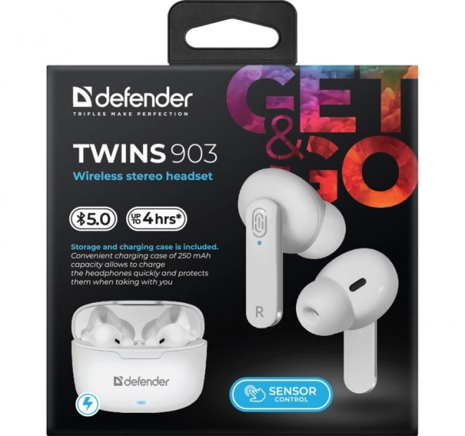 Bezdrôtové slúchadlá Defender TWINS 903 biela
