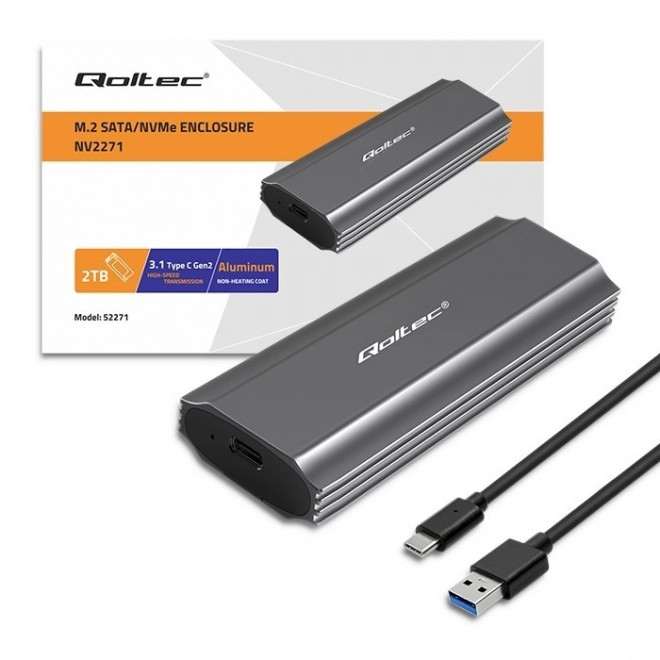Qoltec obal na disk M.2 SSD 2TB USB-C