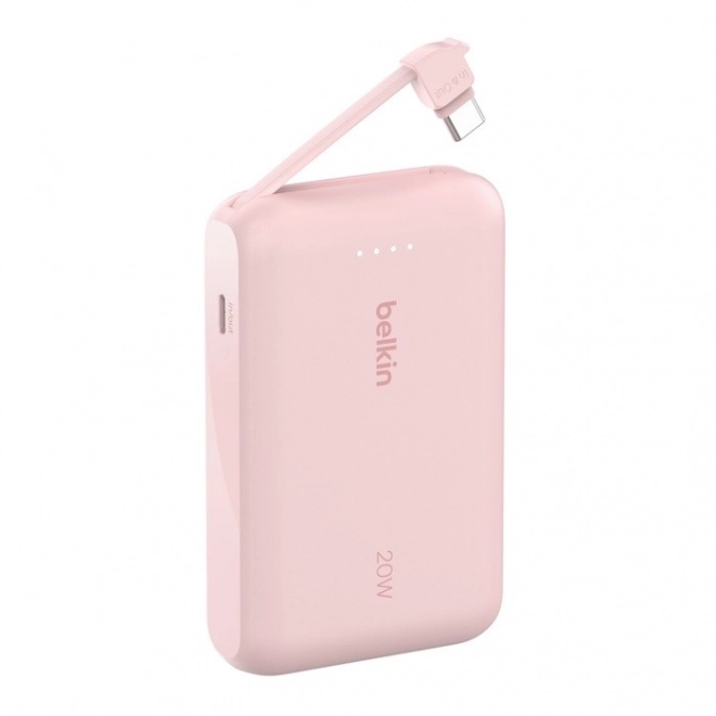 PowerBank BoostCharge 10000 mAh 20W s vstavaným USB-C káblom, ružový