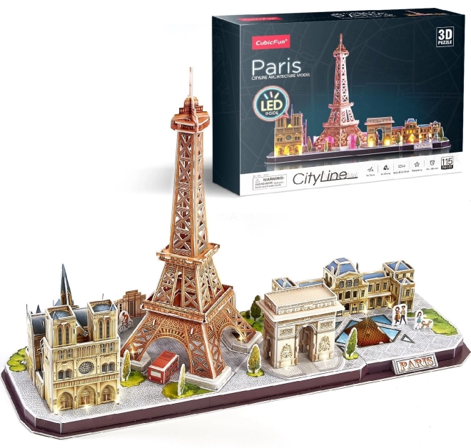 Svietiace 3D puzzle CityLine Panorama: Paríž