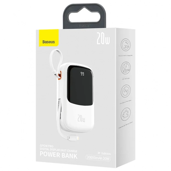 Power banka Baseus Qpow Pro s Lightning a USB-C káblom 20 000mAh 20W