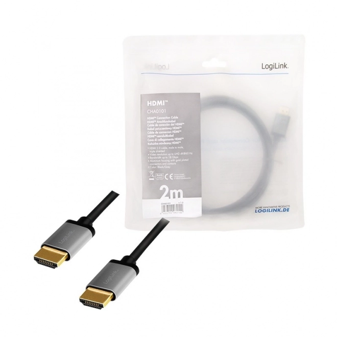Kábel HDMI 4K/60Hz hliníkový 2m čierny