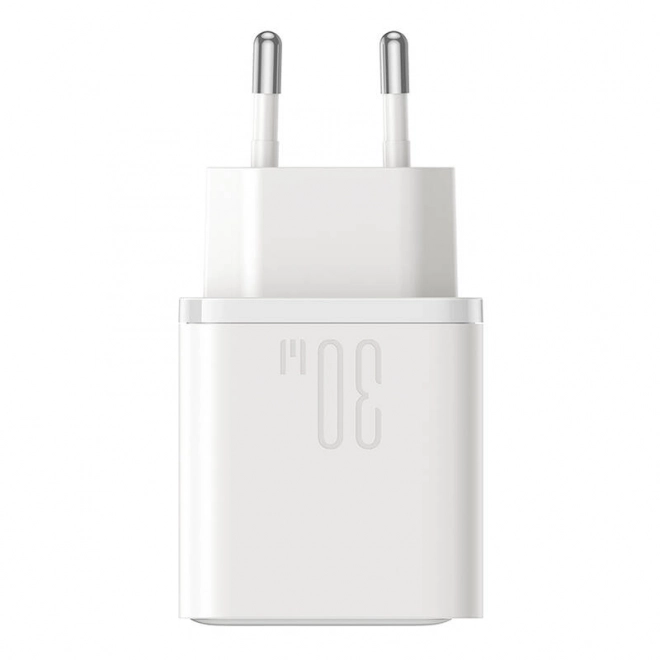 Joyroom dvojitá nabíjačka s USB-C a USB-A, 30W, biela