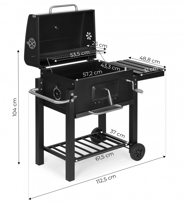 Veľký záhradný gril s pokrievkou a ventilátorom