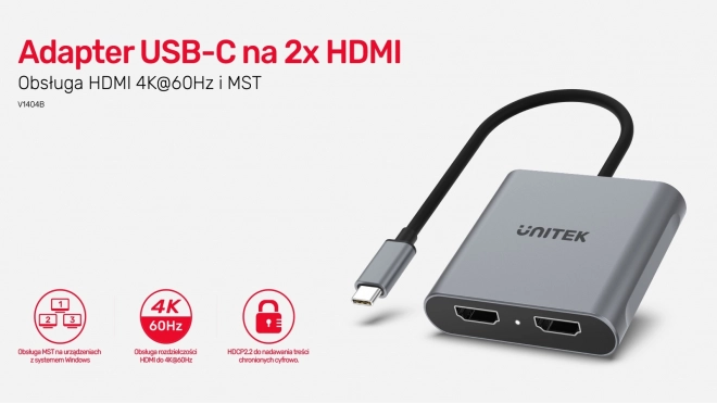 Adaptér USB-C na 2x HDMI 4K MST