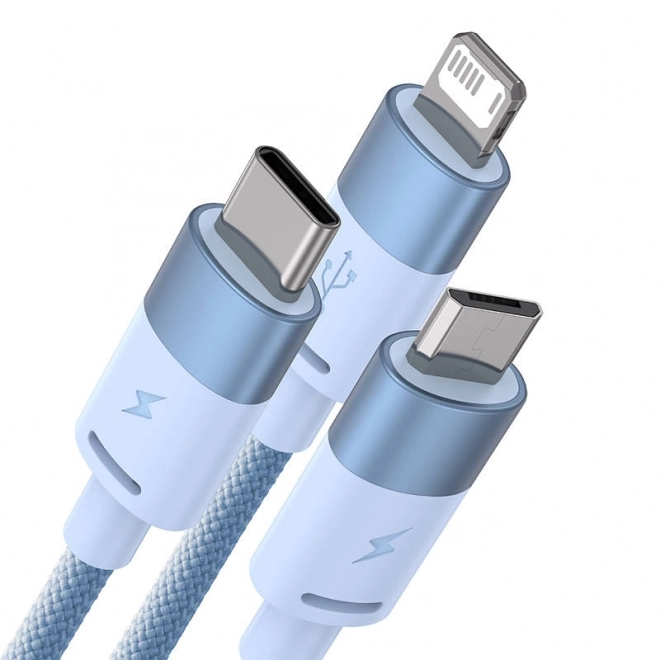 Kábel USB 3v1 Baseus StarSpeed, USB-C + Micro + Lightning 3,5A, 1,2 m (modrý)