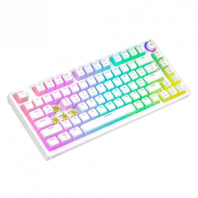 Bezdrôtová mechanická klávesnica savio phenix white gateron yellow pudding