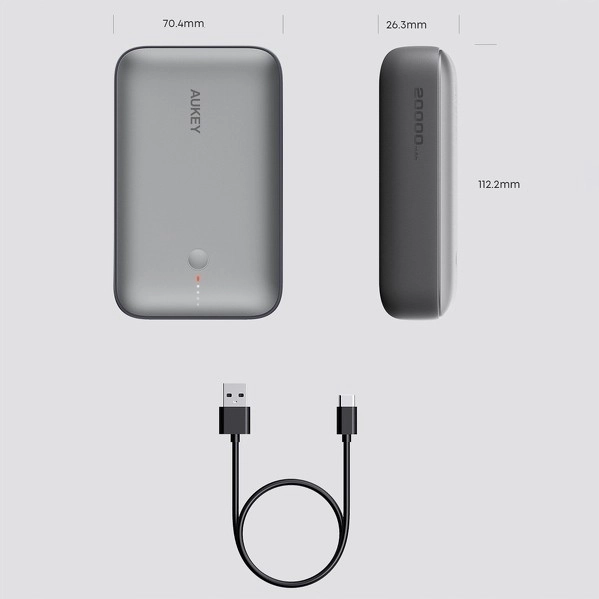 Mini powerbanka Aukey s kapacitou 20000mAh s rýchlym nabíjaním QC 3.0