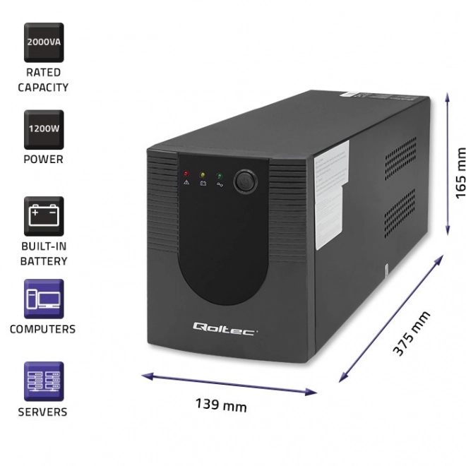 Záložný zdroj UPS Qoltec 2000VA 1200W