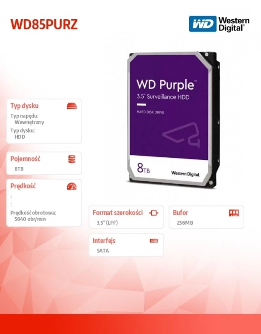 Disk WD Purple 8TB pre monitorovanie