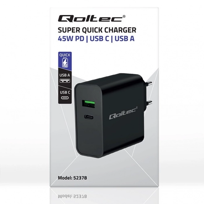 Rýchla nabíjačka USB typu C čierna