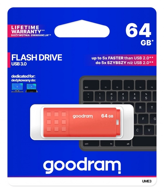 Goodram UME3 USB kľúč 64GB USB 3.0 oranžový