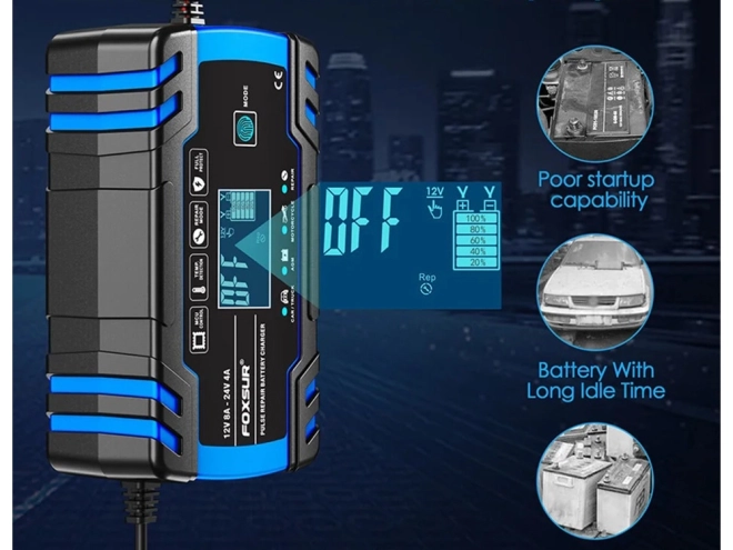 Automatická nabíjačka so schopnosťou opravy batérií 12v 24v