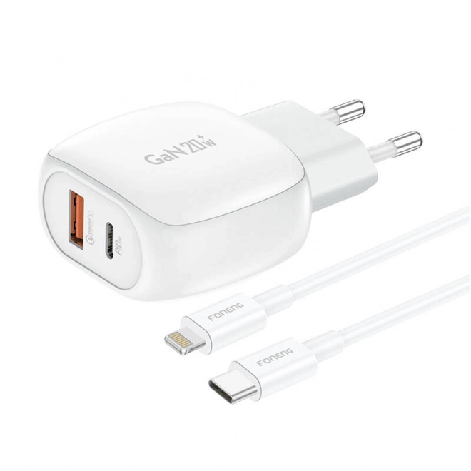 Nabíjačka Foneng USB-C a USB-A 20W s káblom USB-C - Lightning