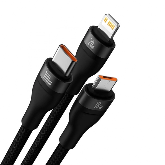 Kabel 3v1 s rýchlym nabíjaním 100W Baseus