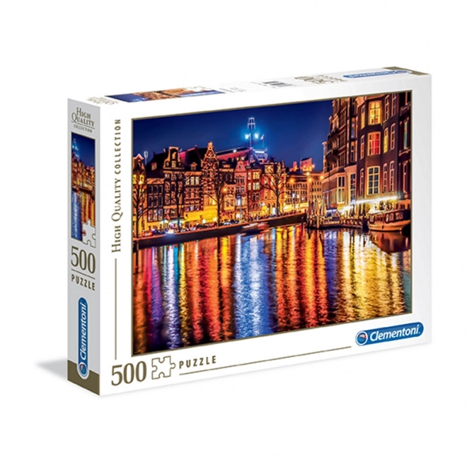 Clementoni puzzle Nočný Amsterdam 500 dielikov