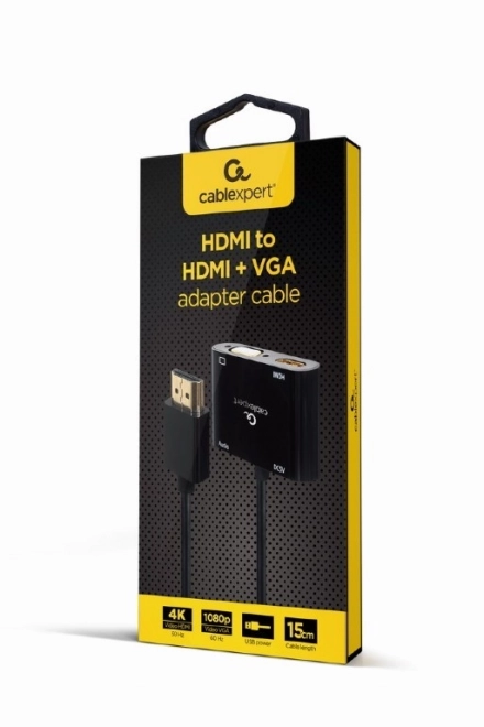 Adaptér HDMI na HDMI a VGA s audiom a napájaním