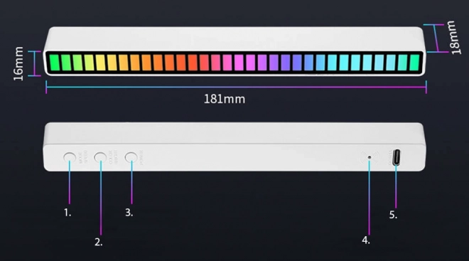 Ledy usb audio odozva viacfarebný neón rgb led