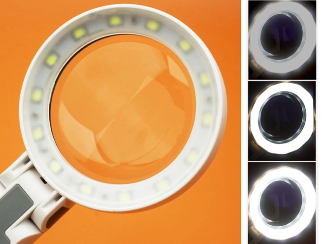 Kozmetická lupa so stojanom a 20 LED osvetlením