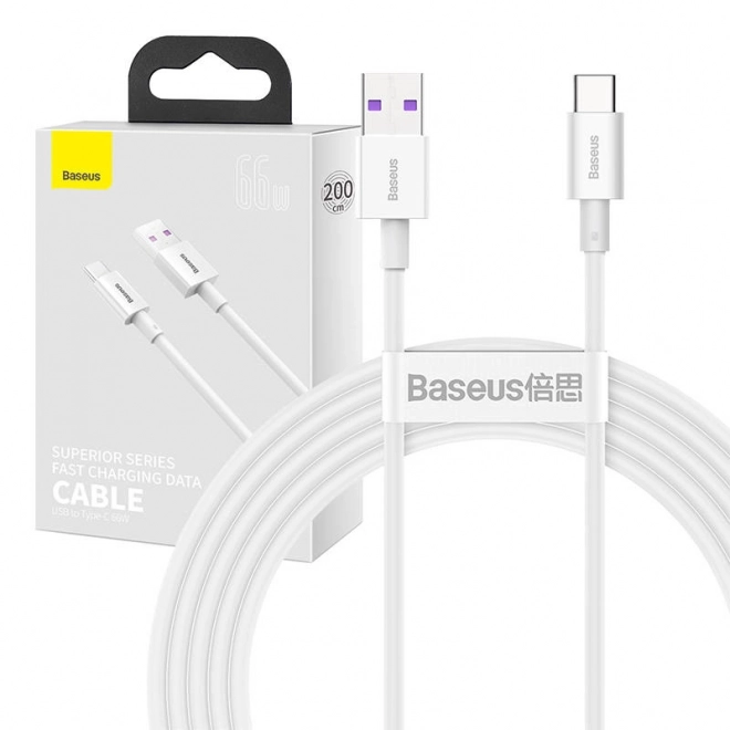 Kabel USB na USB-C Superior, 66W, 2m (biely)