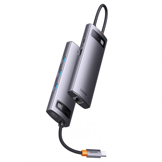 Rozbočovač 6v1 Baseus StarJoy USB-C na 3x USB 3.0 + HDMI + USB-C PD + RJ45