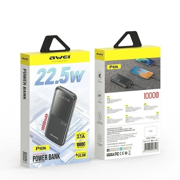 Powerbanka 10000mAh s rýchlonabíjaním 22,5W, 2xUSB + USB-C