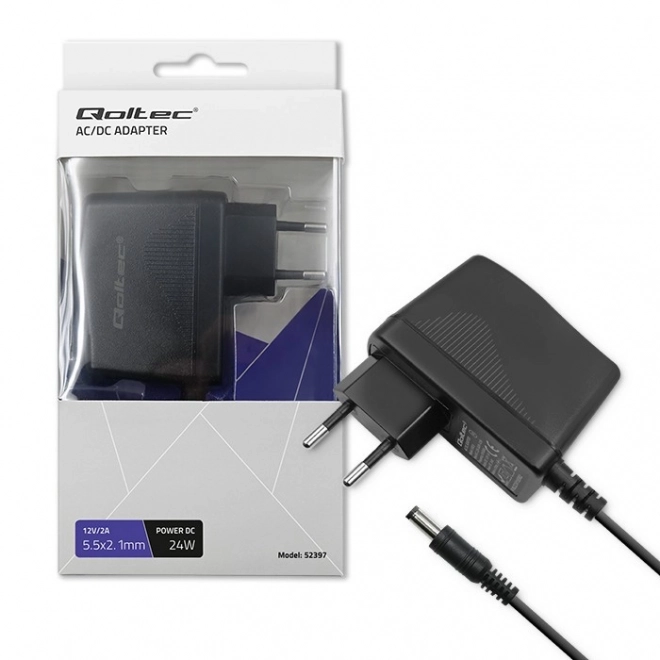 Zásuvkový napájací adaptér Qoltec 24W 12V 2A