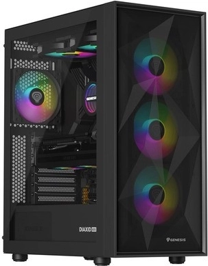 počítačová skriňa genesis diaxid 605 argb midi tower usb-c čierna
