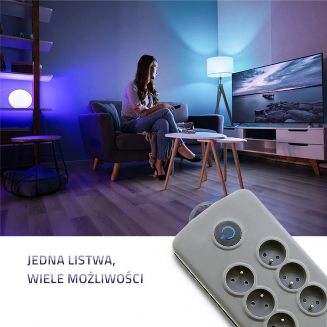 Antiprepäťová lišta Quick Switch s 8 zásuvkami, 2,5 m, šedá