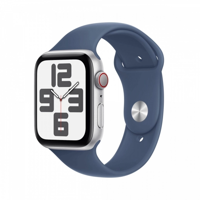 Hodinky Apple Watch SE GPS + Cellular 44 mm hliník strieborný s denimovým športovým remienkom