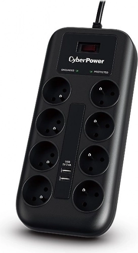 Prepäťová ochrana CyberPower s 8 zásuvkami a 2 USB portmi