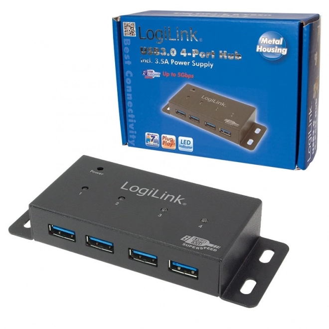 Aktívny USB Hub s 4 USB3.0 Portami z Kovovým Krytom