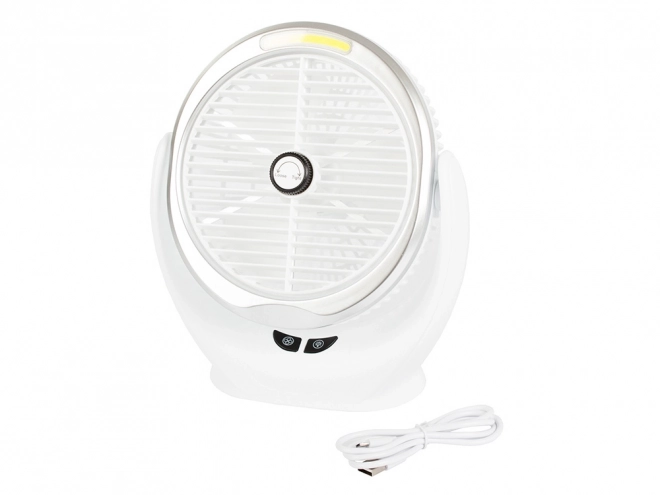 Bezdrôtový stojaci stolový ventilátor dobíjateľné led svetlo – Biela