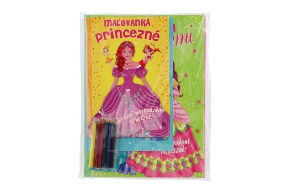 Omaľovánky s aktivitami CZ/SK verzia + pastelky - Princezné