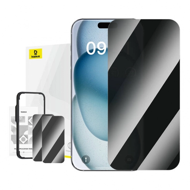 Ochranné sklo Baseus Superior pre iPhone 15 + 2x čistiaci set a EasyStick