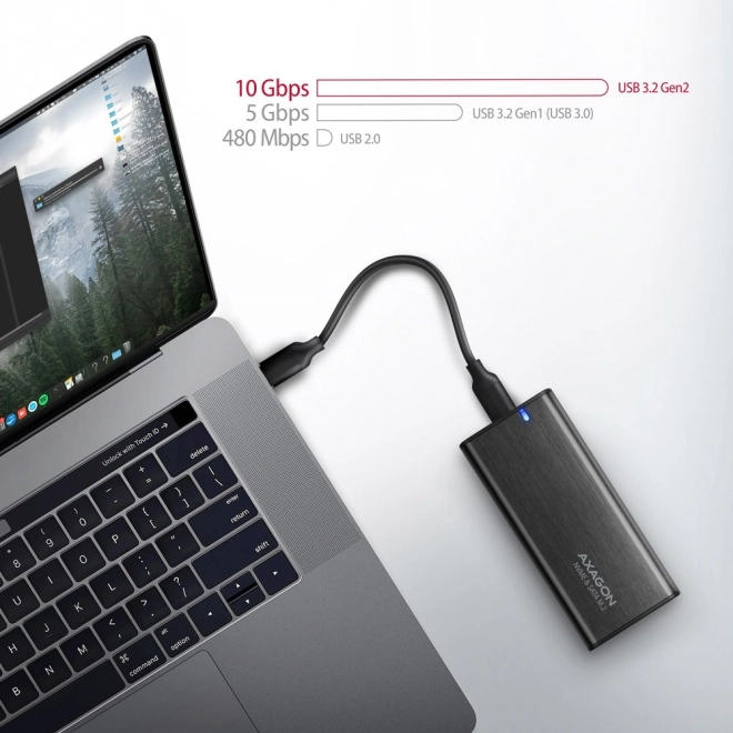 Externá hliníková bezskrutková skrinka AXAGON s USB-C 3.2 Gen 2 pre M.2 NVMe / SATA SSD