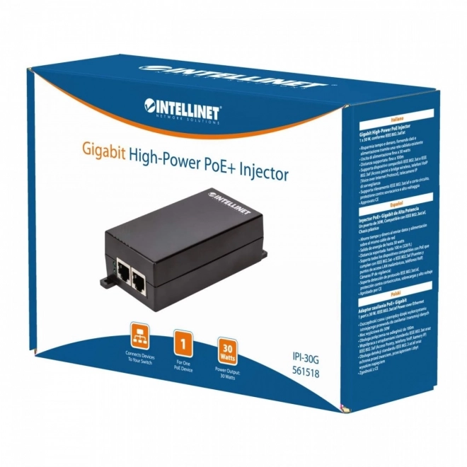 Gigabitový PoE+ injektor Intellinet 30W 1x RJ45
