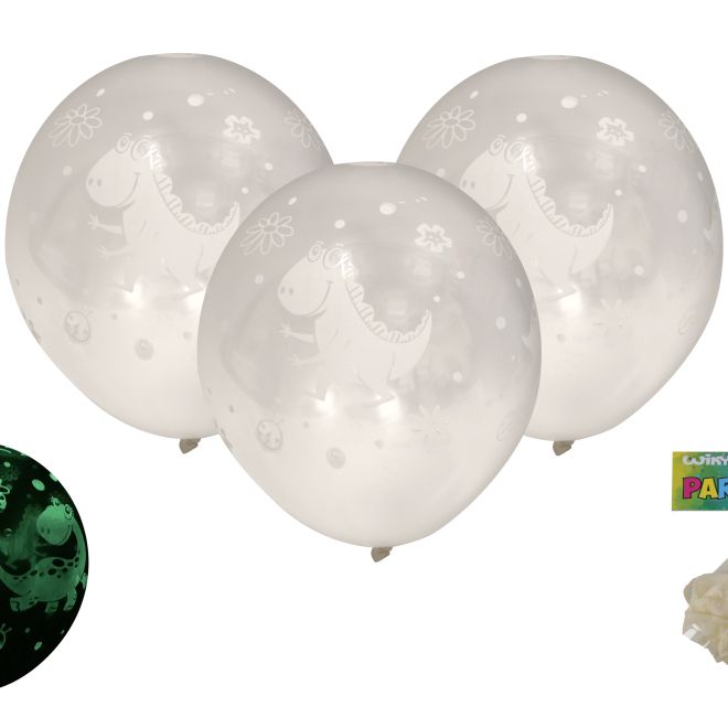Nafukovacie balóny svietiace v tme s dinosaurami 30 cm - 6 kusov