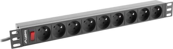 racková napájacia lišta PDU 19" 1U 16A, 9 zásuviek FR, 230 V, kábel 3 m, čierna