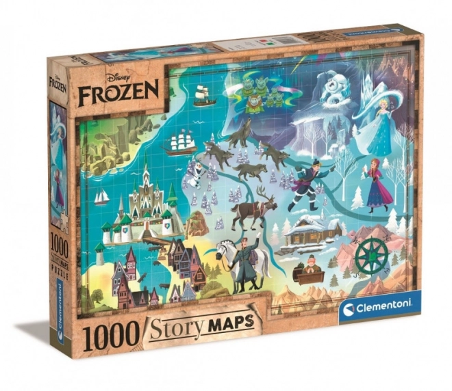 Clementoni Puzzle Story Maps: Ľadové kráľovstvo 1000 dielikov