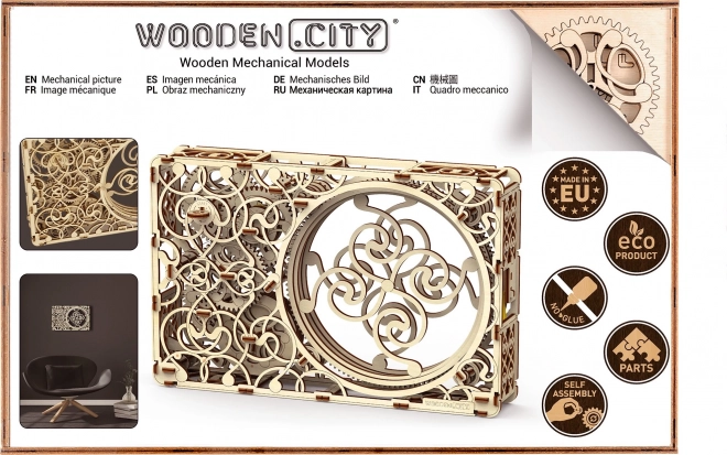 Mechanický obraz - drevené 3D puzzle
