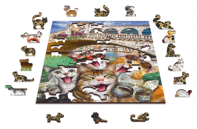 Drevené puzzle Koťatá v Benátkach 2v1